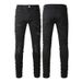 Pulse Foreign Trade Fashion European And American Black Patch Ripped Jeans Men's Simple Slim Fit Skinny Pants_mkmklike.com