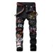 Mens Jeans, Stretch Casual Printed Straight Leg Pants, Jeans, Men's Starting 5601_mkmklike.com