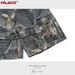 Men's Clothing Spring And Summer New Buckle Waist Design Denim Shorts Enzyme Washed Tree Branch Camouflage Shorts_mkmklike.com