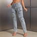 Women's Clothing Ins New Multi Pocket Workwear Denim Trousers_mkmklike.com
