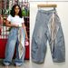 Women's Washed Denim Jeans Long Style Curved Silhouette Loose Fit Square Scarf Decoration New Style 2026_mkmklike.com
