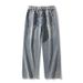 "Unisex Straight-Leg Jeans - Classic Hong Kong Style Denim Pants For Men & Women | Timeless Vintage Wash Options"_mkmklike.com