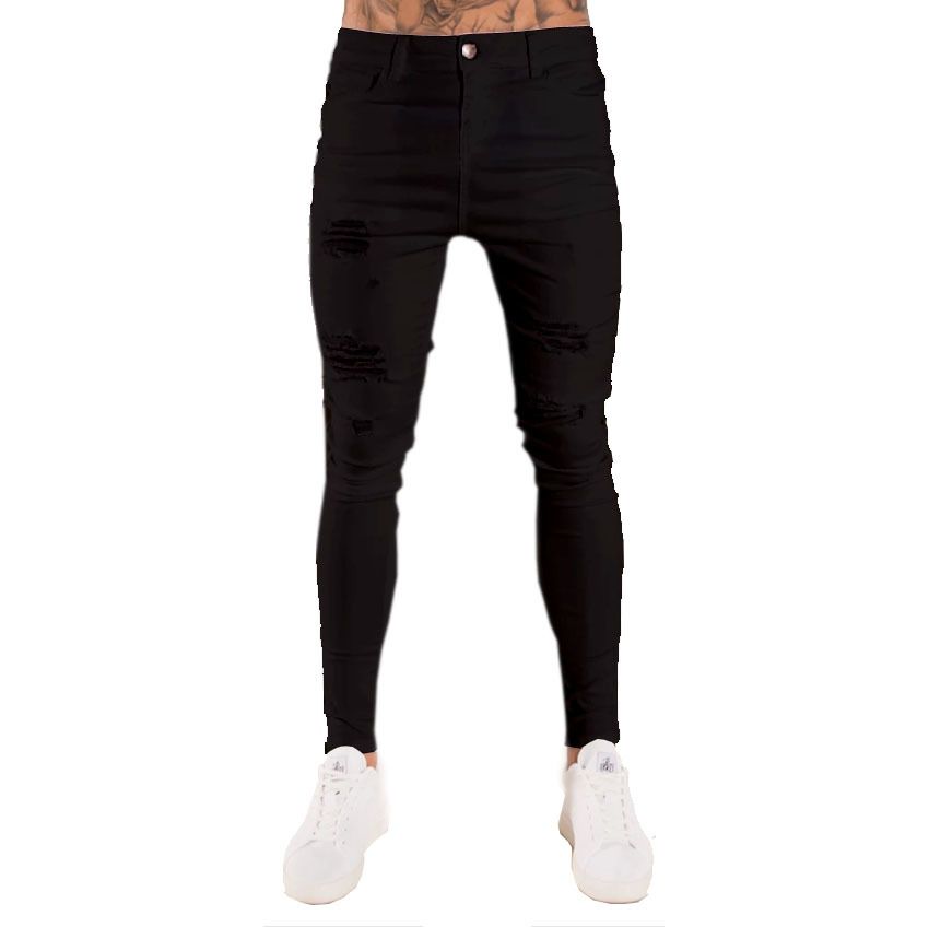 Men's ClothingNew Men's Pants Autumn White Ripped European And Black Slim High Waist Jeans Men's Wear_mkmklike.com