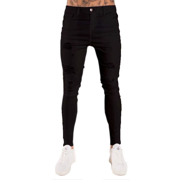 Men's ClothingNew Men's Pants Autumn White Ripped European And Black Slim High Waist Jeans Men's Wear_mkmklike.com