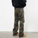 Men's Camo Cargo Jeans – Vintage Streetwear Loose-Fit Pants With Zip Pockets & Distressed Detailing_mkmklike.com