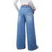 Vintage Light Blue High-Waisted Wide-Leg Jeans For Women – Relaxed Fit With Adjustable Drawstring Waist & Retro Stitching_mkmklike.com