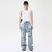 Men's Clothing 2025 Summer New Products Niche Heavy Industry Destroyed Hole Jeans Casual Loose Trend_mkmklike.com