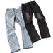 Men's Clothing Retro Washed Distressed Frayed Jeans For Men And Women Hip Hop Casual Street Loose Flared Pants_mkmklike.com