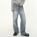 Men's Clothing Washed Distressed 3D Whiskered Texture Vintage Washed Wide-Leg Jeans – Relaxed Fit With Distressed Whisker Details, Timeless Blue Denim_mkmklike.com