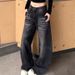 Retro Washed Whiskered Cleanfit Jeans Loose Fit Straight Leg Blue Cotton Trousers for Men And Women Versatile Cool Style_mkmklike.com