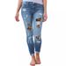 Women's Clothing Leopard Print Ripped Patch Stretch Jeans_mkmklike.com