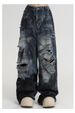 Tie-dye Ripped Jeans Men's Straight Loose Wide-leg American High Street Vibe Pants Trendy Brand Ruffian Handsome Beggar Trousers_mkmklike.com