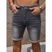 Men's Stretch Denim Shorts 5-Inch Inseam Slim Fit Vintage Washed Casual Streetwear Short Pants For Teen Boys_mkmklike.com
