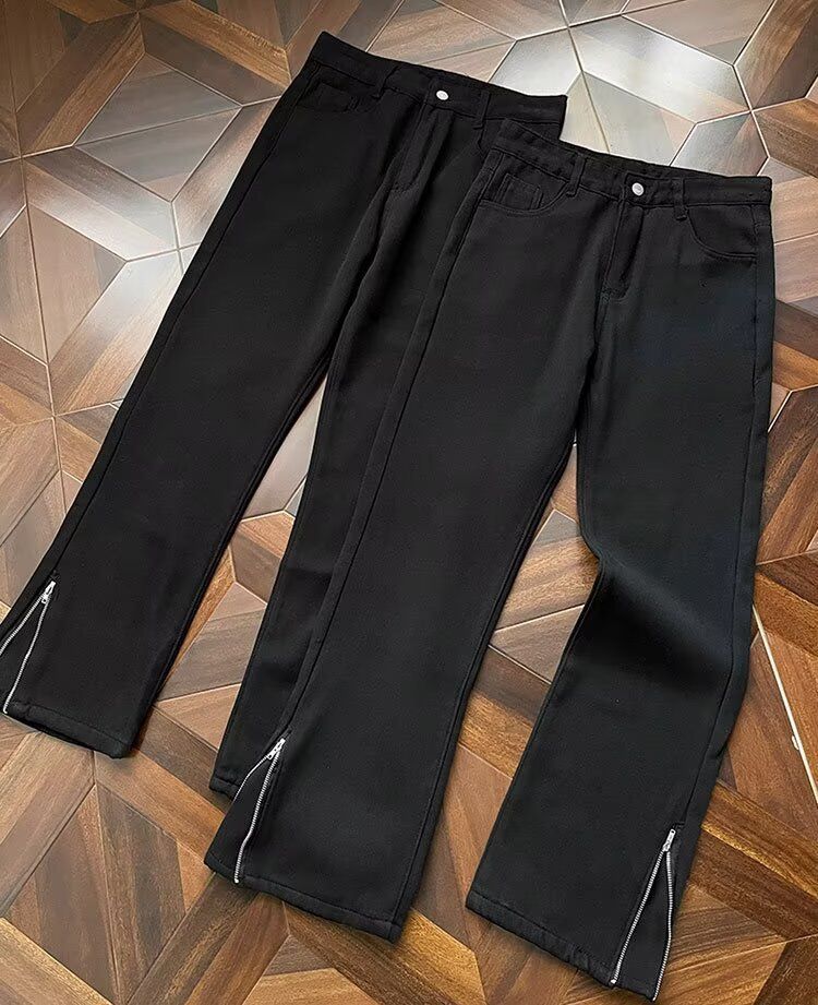 Thermal-Lined Black Denim Pants – Fleece-Insulated Slim Fit Trousers With Tapered Leg & Zip Fly (S-3XL, Velvet Touch Finish)_mkmklike.com