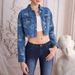 Women's Jacquard Bow Tie Denim Jacket - Sweet & Cool Short Cropped Casual Top With European Style Fashion Trends_mkmklike.com