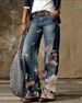 Women's clothing Wide Leg Pants Straight Casual Retro Floral Print Pants Casual Pants Trousers_mkmklike.com