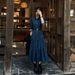 ELLE ELLE Vintage Style Denim Shirt Dress For Women, Waist-Cinching Slimming Flared Long Dress, Early Autumn New High-End_mkmklike.com