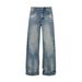 Vintage 17.6oz Heavyweight Washed Denim Jeans – Retro Whiskered Flare Fit, Unisex Loose Straight Leg Trousers For Casual & Streetwear_mkmklike.com
