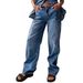 Women's Clothing Loose Wide Leg Patchwork Straight Leg Jeans Women's Trousers_mkmklike.com