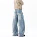 Men's Vintage Washed Denim Jeans Relaxed Wide-Leg Fit Airplane Buckle Detail High Cotton Content Streetwear Blue S-XXXL_mkmklike.com