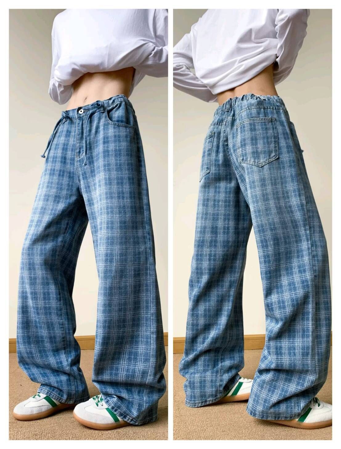 Distressed Washed Denim Jeans For Men & Women - Relaxed Fit High Waist Straight Leg Trousers With Cat Whisker Design, Trendy & Versatile_mkmklike.com