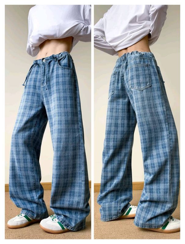 Distressed Washed Denim Jeans For Men & Women - Relaxed Fit High Waist Straight Leg Trousers With Cat Whisker Design, Trendy & Versatile_mkmklike.com