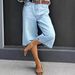 Women's Retro Wide Leg Jeans Y2 Style Bermuda Straight Leg Mid Length Pants Versatile Slimming_mkmklike.com