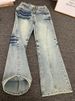 Light Blue Lightning Pattern Jeans Men's American Retro High Street Ruffian Handsome Straight And Thin Scimitar Pants Men's Clothing_mkmklike.com