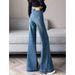 Plus Size High Waisted Retro Flared Jeans Women's Slimming Trendy Loose Fitting Flared Pants England Style Fashion_mkmklike.com