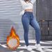 Fleece Lined Women's Jeans High Waisted Slim Fit Plus Size Denim Jeans Relaxed Everyday Wear Versatile Comfortable Feshion Trend_mkmklike.com
