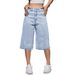 Women's High Waisted Denim Shorts Light Blue Washed Rhinestone Firework Detail Sexy Style Factory Direct Wholesale Bottoms_mkmklike.com