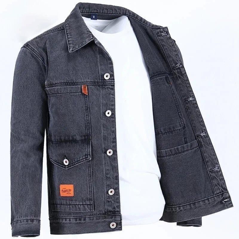 Spring And Autumn Denim New Trend Brand Multi Pocket Workwear Loose Plus Size Men's Jacket_mkmklike.com