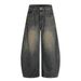 Punk Vintage Washed Denim Scimitar Men's Long Street Style Mud-Dyed Ripped Loose Wide-Leg Sickle Pants_mkmklike.com