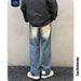 LKTM Wear # American Loose Wide Leg Jeans Men's Trendy Brand Street Hip Hop Straight Long Pants_mkmklike.com