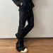 Men's Distressed Waxed Coated Biker Jeans With Armor-Paneled Knee & Asymmetrical Pleats - Oversized Wide-Leg Streetwear Pants_mkmklike.com