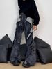 New Heavy Duty Men's Workwear Jeans Deconstructed Frayed Edge Patchwork Distressed High Street Wasteland Style For Men And Women_mkmklike.com