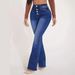 Women's Clothing Multi Button High Waist Elastic Micro Flared Jeans Women's Trousers_mkmklike.com