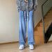 Men's Relaxed Fit Washed Denim Jeans Straight Leg High Street Vintage Pants with Slight Stretch Oversized Comfort for Teen Boys plus Size_mkmklike.com