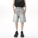 Men's Wide-Leg Denim Shorts - Retro Hong Kong Style | Mid-High Waist Loose Fit_mkmklike.com