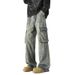 Men's Vintage Washed Cargo Jeans With 3D Pockets – Retro Workwear Pants | Distressed Denim For Street Style_mkmklike.com
