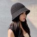 Hot Sale Spring Summer Bucket Women Men Fashion Hollow Knitted Hat Solid Color Sunhat Fisherman Casual Foldable Beach Caps_mkmklike.com