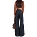 Women's Dark Blue High-Waisted Wide Leg Jeans Relaxed Loose Fitting Straight Leg Floor Length Pants For All Seasons_mkmklike.com