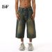 EF JEANS | 2024 Summer New Product Korean Version Loose Hong Kong Style Wide-leg Flared Jeans Cropped Pants Trendy And Old_mkmklike.com