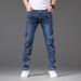 Factory Direct Sales Elastic Waist Straight Jeans Men's Korean Version Slim-fit Large-size Pants Men's Versatile Casual Jeans_mkmklike.com
