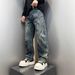Men's Gradient Washed Denim Pants – Streetwear Straight-Leg Jeans With Curved Hem (Size 28-36) Fashion Trends_mkmklike.com