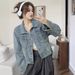 Aiyixuan Short Denim Jacket, Women's Early Autumn New Design, Slimming Long Sleeved Jacket Top_mkmklike.com
