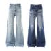 Retro Washed Ripped Flared Jeans Straight Scimitar Wide Leg For Men And Women Vibe Casual Denim_mkmklike.com