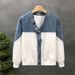 Pishi Color-Block Denim Jacket Men, Spring New Style, Men's Youthful V-Neck Top For Autumn And Winter_mkmklike.com