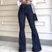 Women’s Clothing High Waisted Slightly Elastic Lace Up Flared Pants Wide Leg Pants Women's Jeans_mkmklike.com