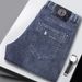 Men's Clothing Slim Fit Jeans Light Luxury Trendy Personalized Embroidered Casual Long Pants Versatile Straight Leg Thin Style_mkmklike.com